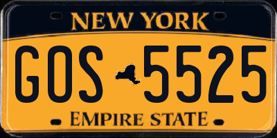 NY license plate GOS5525