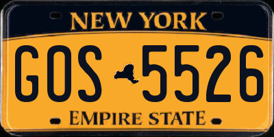 NY license plate GOS5526