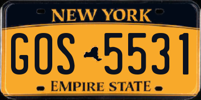 NY license plate GOS5531