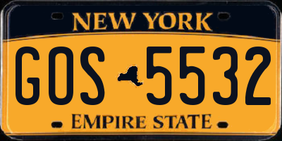 NY license plate GOS5532