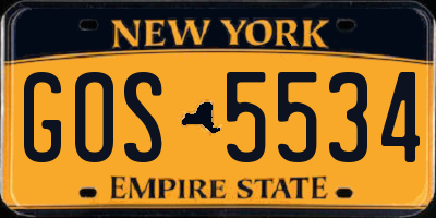 NY license plate GOS5534
