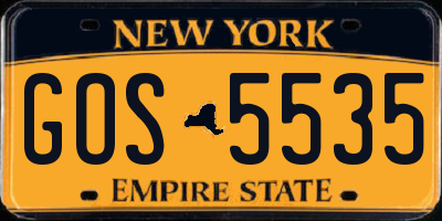 NY license plate GOS5535