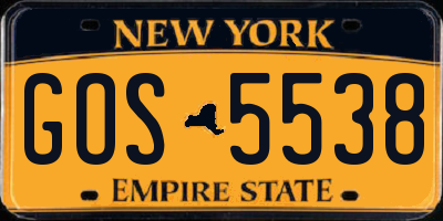 NY license plate GOS5538