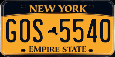 NY license plate GOS5540