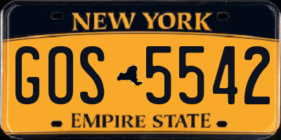 NY license plate GOS5542