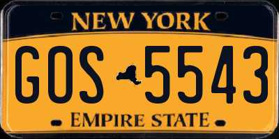 NY license plate GOS5543