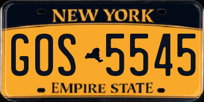 NY license plate GOS5545