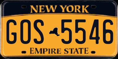 NY license plate GOS5546