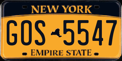 NY license plate GOS5547