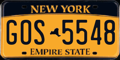NY license plate GOS5548