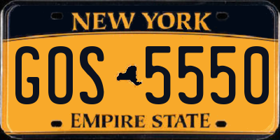 NY license plate GOS5550