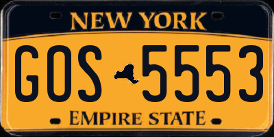 NY license plate GOS5553