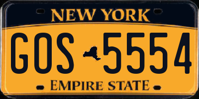 NY license plate GOS5554