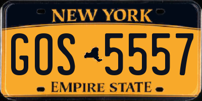 NY license plate GOS5557