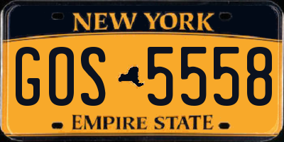NY license plate GOS5558
