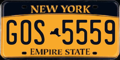 NY license plate GOS5559