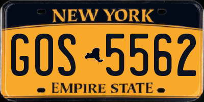 NY license plate GOS5562