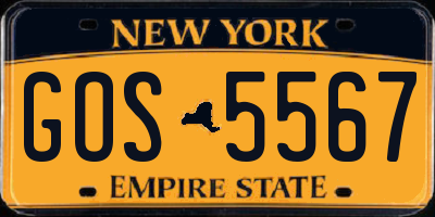 NY license plate GOS5567