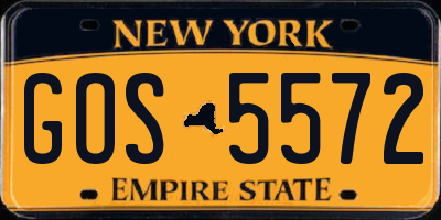 NY license plate GOS5572
