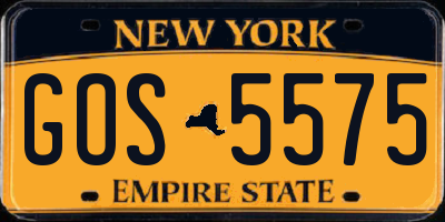 NY license plate GOS5575