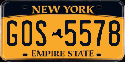 NY license plate GOS5578