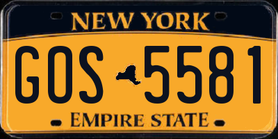 NY license plate GOS5581