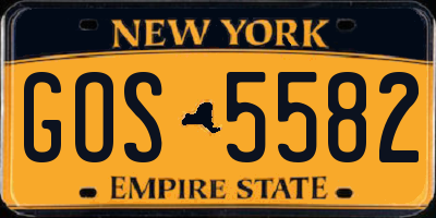 NY license plate GOS5582