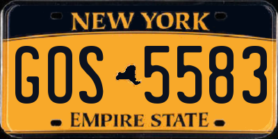 NY license plate GOS5583