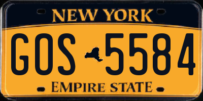 NY license plate GOS5584