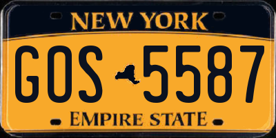 NY license plate GOS5587