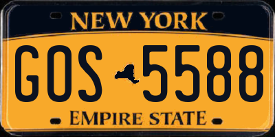 NY license plate GOS5588
