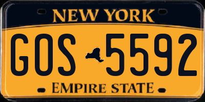 NY license plate GOS5592