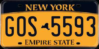 NY license plate GOS5593