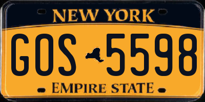 NY license plate GOS5598