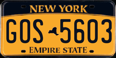 NY license plate GOS5603