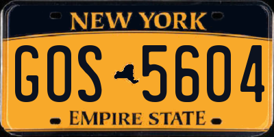 NY license plate GOS5604