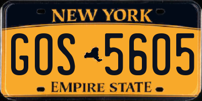 NY license plate GOS5605