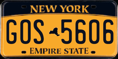 NY license plate GOS5606