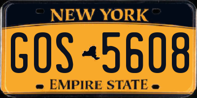 NY license plate GOS5608