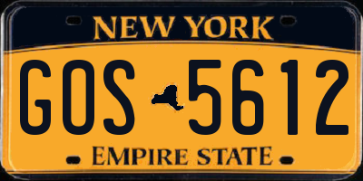 NY license plate GOS5612