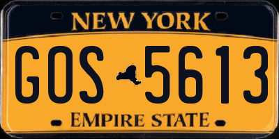 NY license plate GOS5613