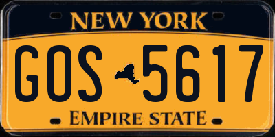 NY license plate GOS5617