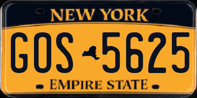 NY license plate GOS5625