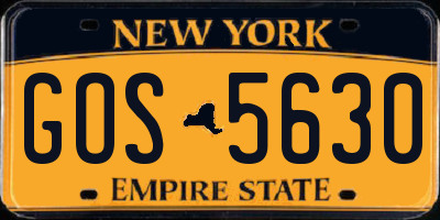 NY license plate GOS5630