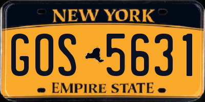 NY license plate GOS5631