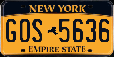 NY license plate GOS5636