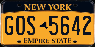 NY license plate GOS5642