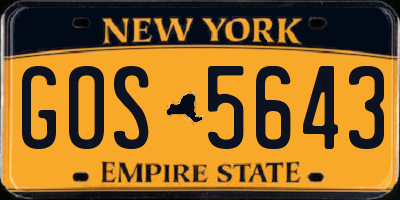 NY license plate GOS5643