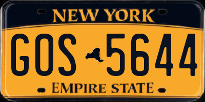 NY license plate GOS5644