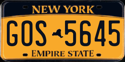 NY license plate GOS5645